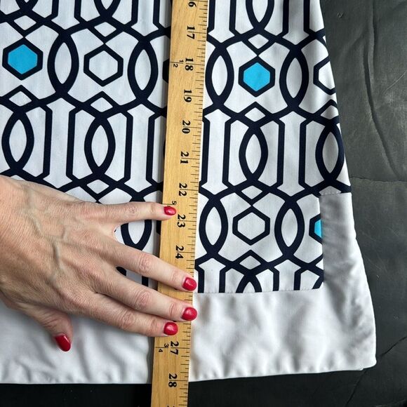 Jude Connally White and Navy Holly Geometric Tunic Top Womens Large Jude Cloth - Picture 15 of 15